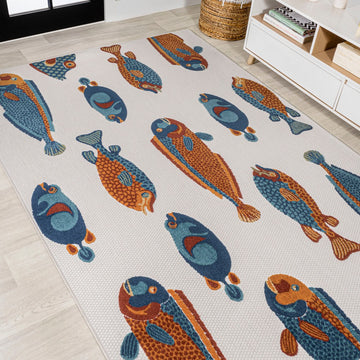 Algarve Modern Fish High-low Indoor/outdoor Area Rug